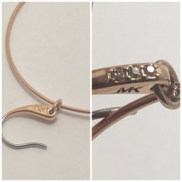 Michael Kors RGT Crystal Charm Drop Hoop Earrings - Picture 7 of 8